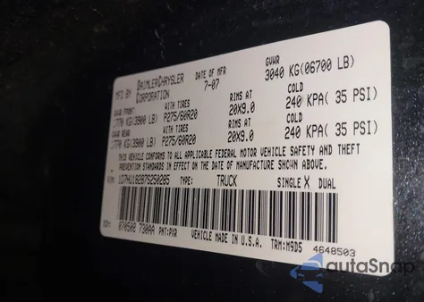 2007 Dodge Ram 1500 Slt/Trx4 Off Road/Sport z USA, uszkodzony, nr VIN 1D7HU18287S250285